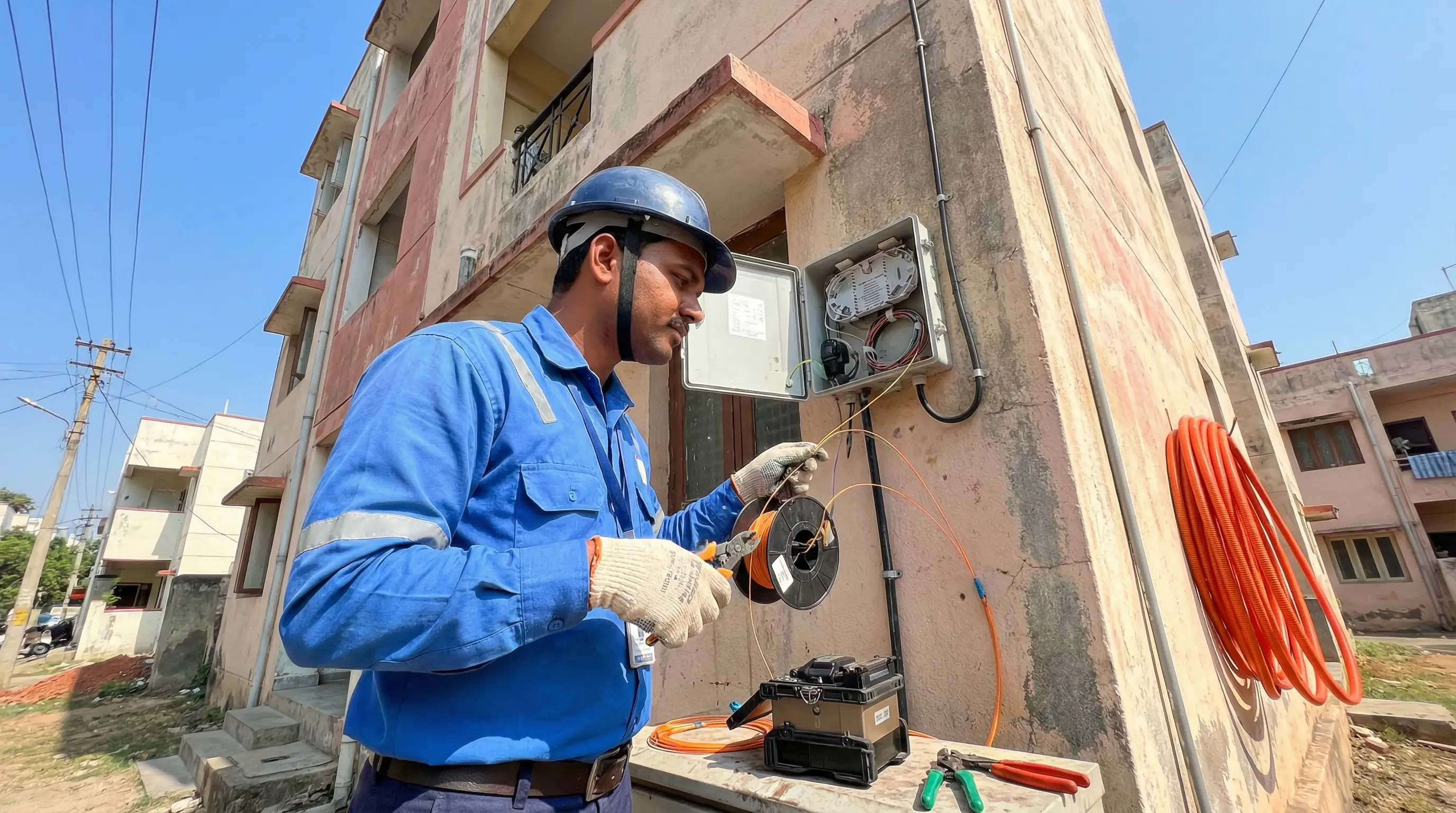 TrueNet technician installing fiber broadband
